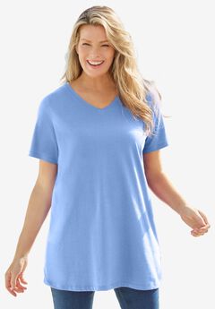 Perfect Short-Sleeve V-Neck Tunic