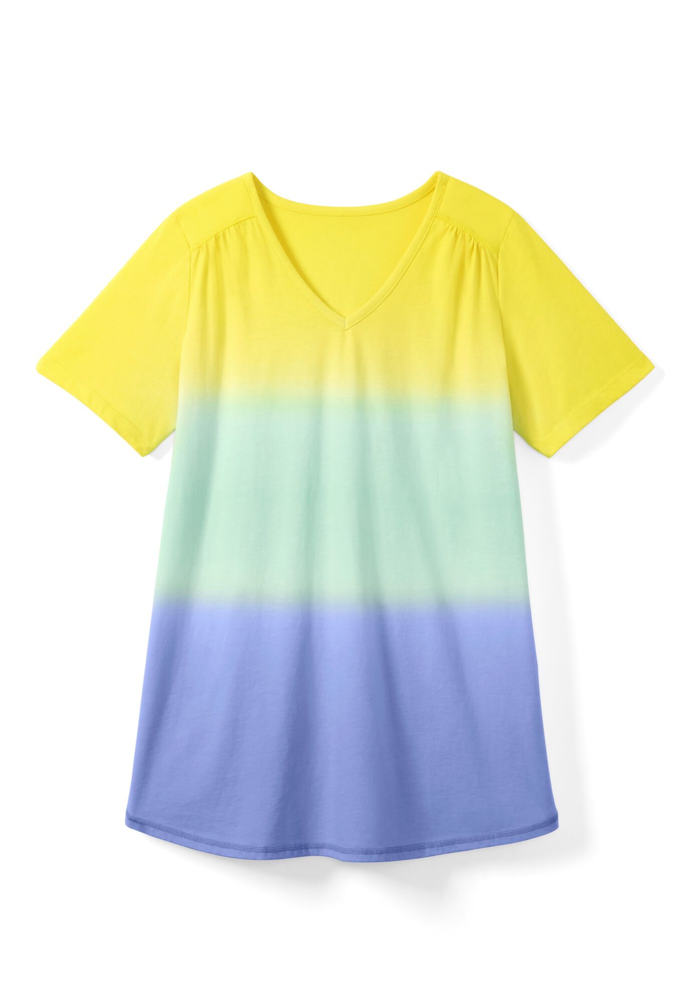 Short-Sleeve V-Neck Shirred Tee, , alternate image number 5