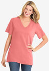 Perfect Short-Sleeve V-Neck Tee, SWEET CORAL, hi-res image number null