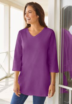 Perfect Three-Quarter Sleeve V-Neck Tunic