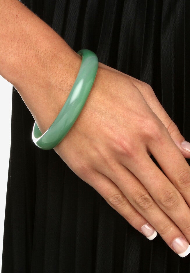Genuine Green Agate Bangle Bracelet (13mm), 8.5 inches, , alternate image number 2