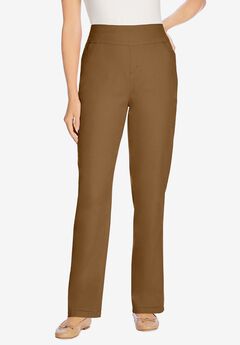 Smooth Waist Pull-On Flex Fit Straight-Leg Stretch Denim Jeans