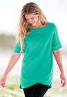 Perfect Cuffed Elbow-Sleeve Boat-Neck Tee, , alternate image number null