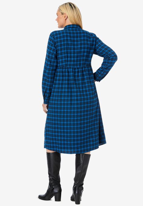 Plaid flannel A-line shirtdress, , on-hover image number null
