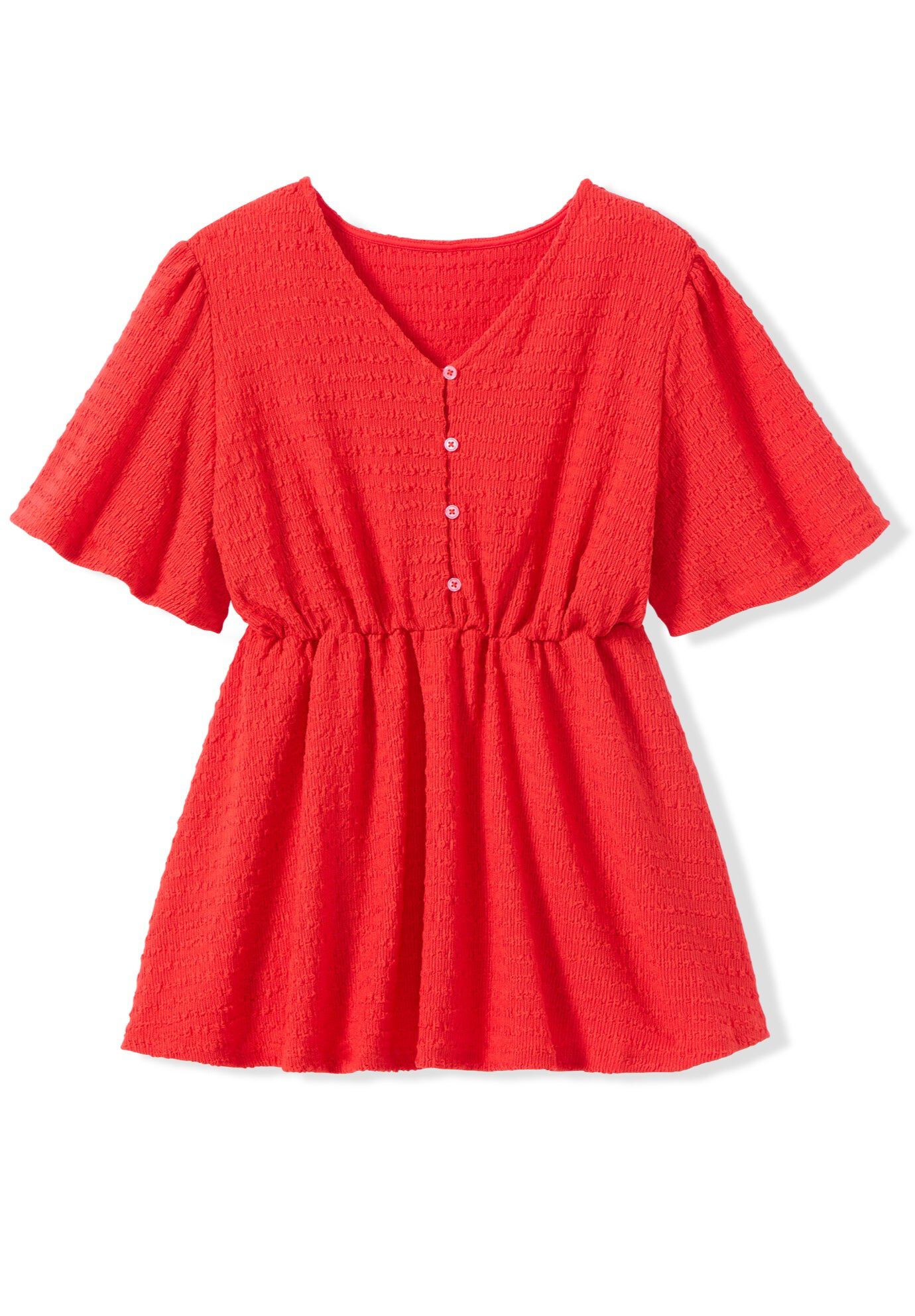 Half Placket Textured Tunic, CLASSIC RED, hi-res image number 0