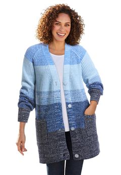 Ombre Shaker Cardigan Sweater