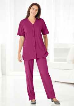 7-Day Straight-Leg Elastic-Waist Stretchy Knit Pant