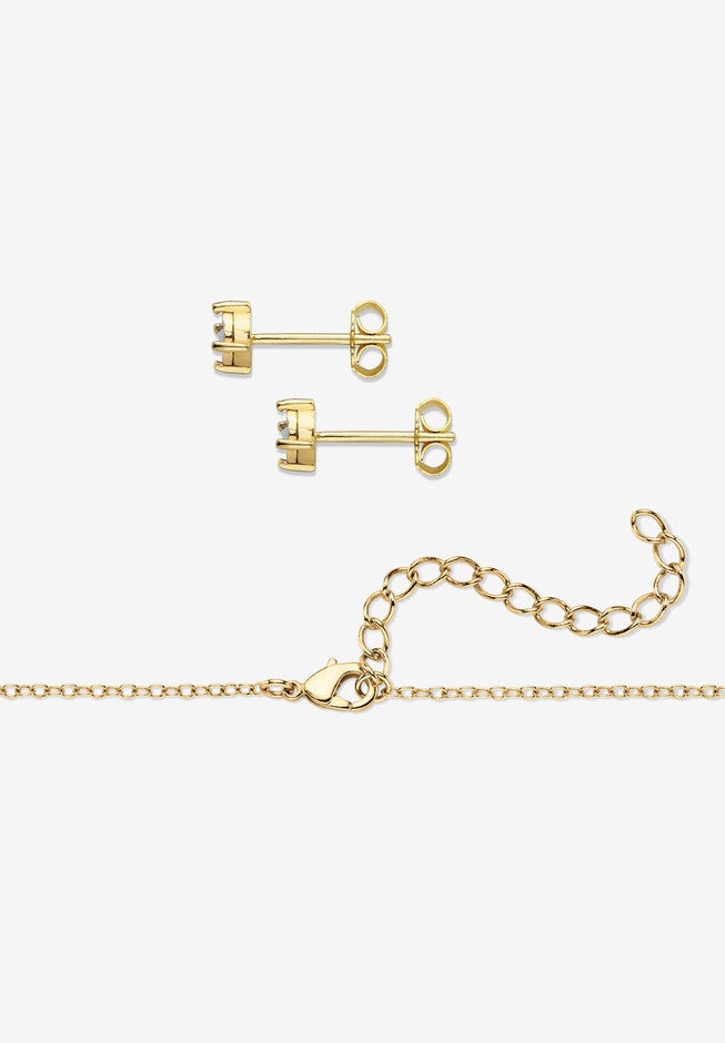 Yellow Gold-Plated Cross Pendant with Genuine Diamond Accent on 18 inches Chain, , on-hover image number 1