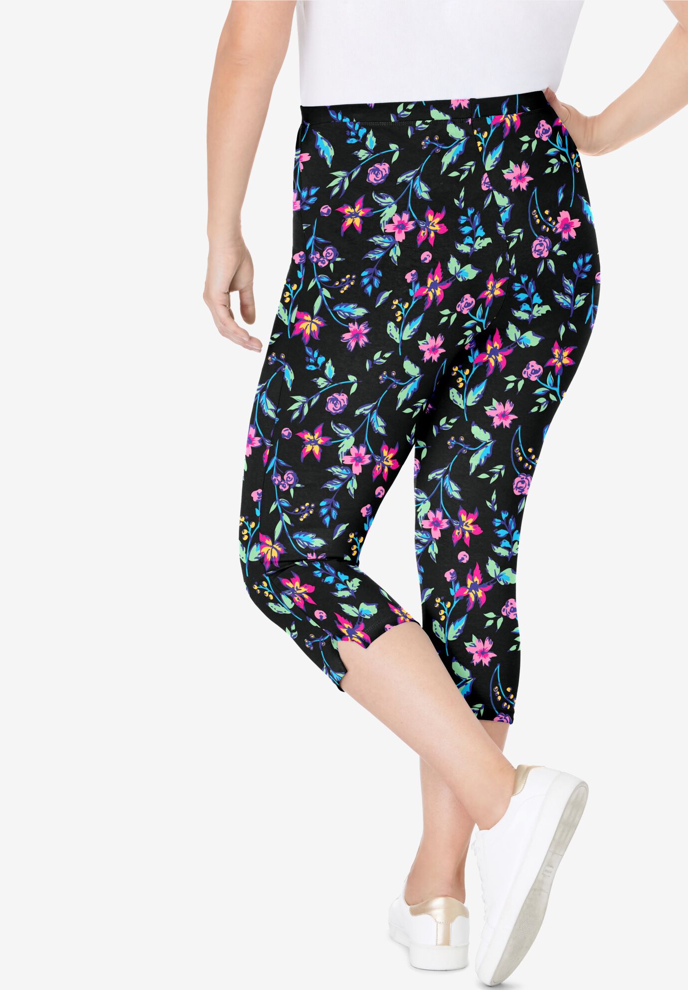 Plus Size Stretch Cotton Capris Womens Plus Size Capri Pants Woman