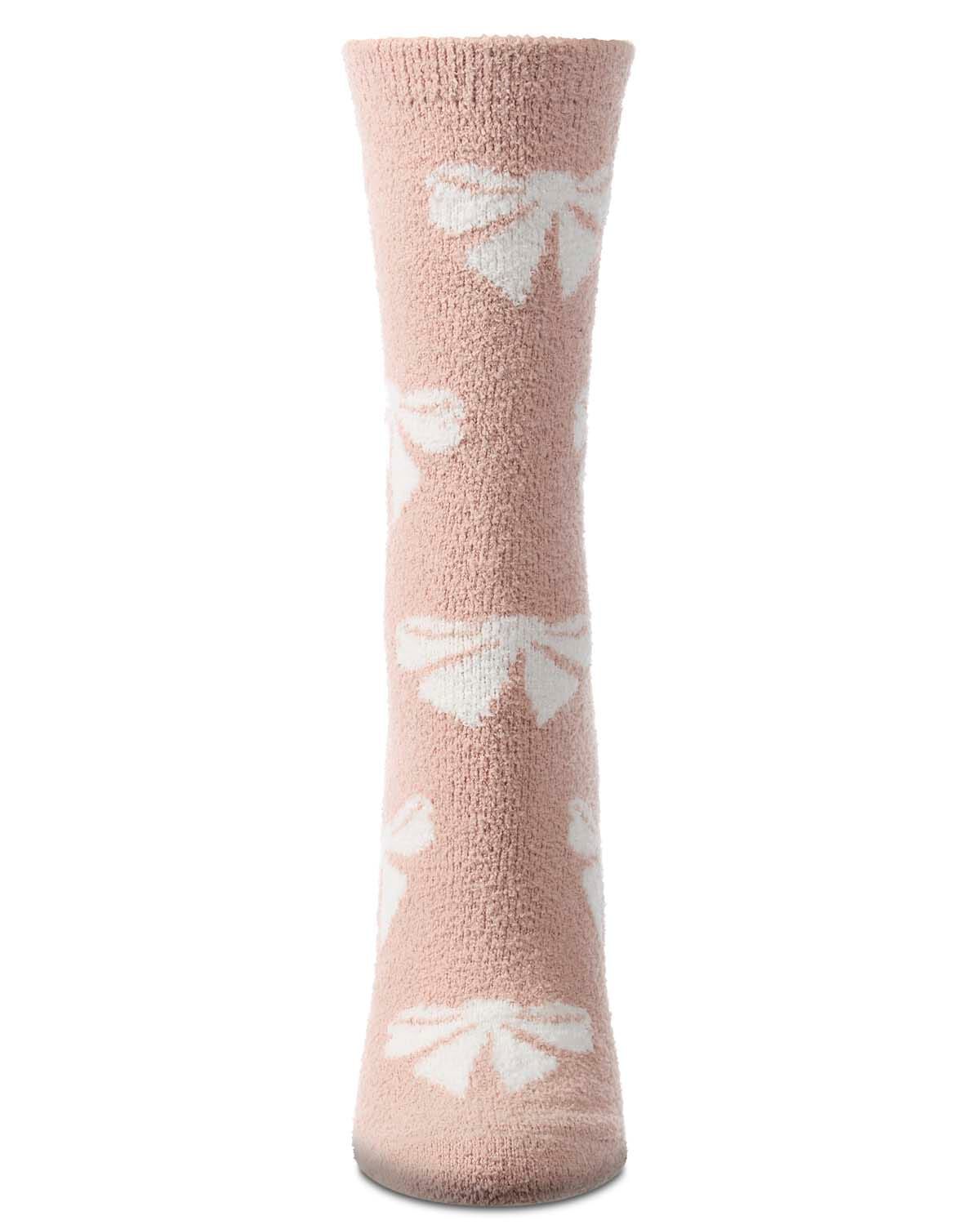 Bows Non-Skid Shea Butter Infused Micro Cozy Crew, ROSE, alternate image number 1