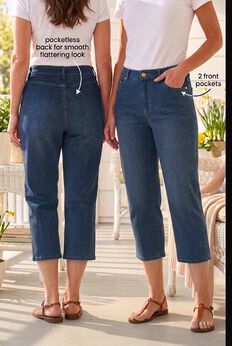 Clean Front Denim Capri