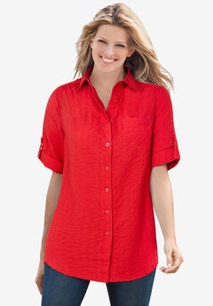 Short-Sleeve Button Down Seersucker Shirt