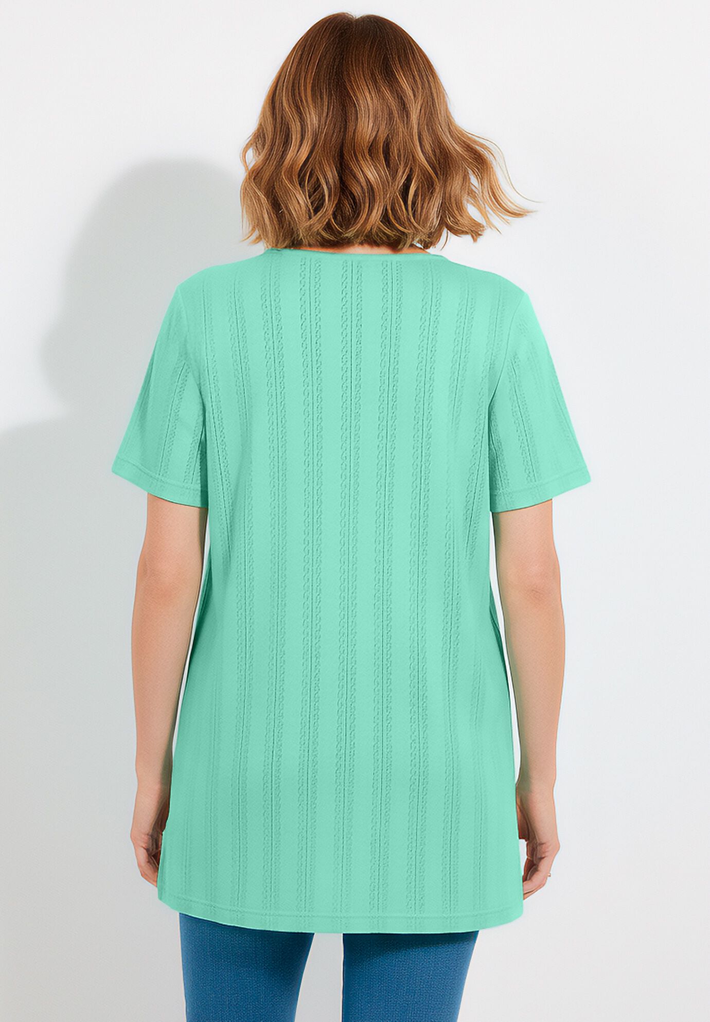 7-Day Embroidered Pointelle Tunic, PALE SEAFOAM FLORAL EMBROIDERY, on-hover image number 1