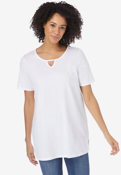Perfect Short-Sleeve Keyhole Tee