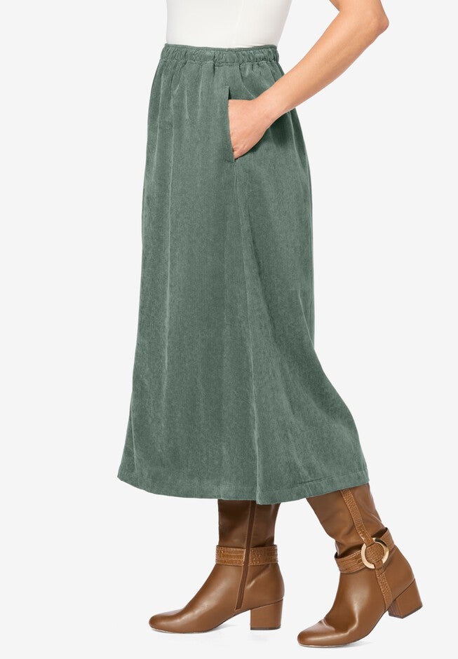 Corduroy Pull-On Skirt, , alternate image number null