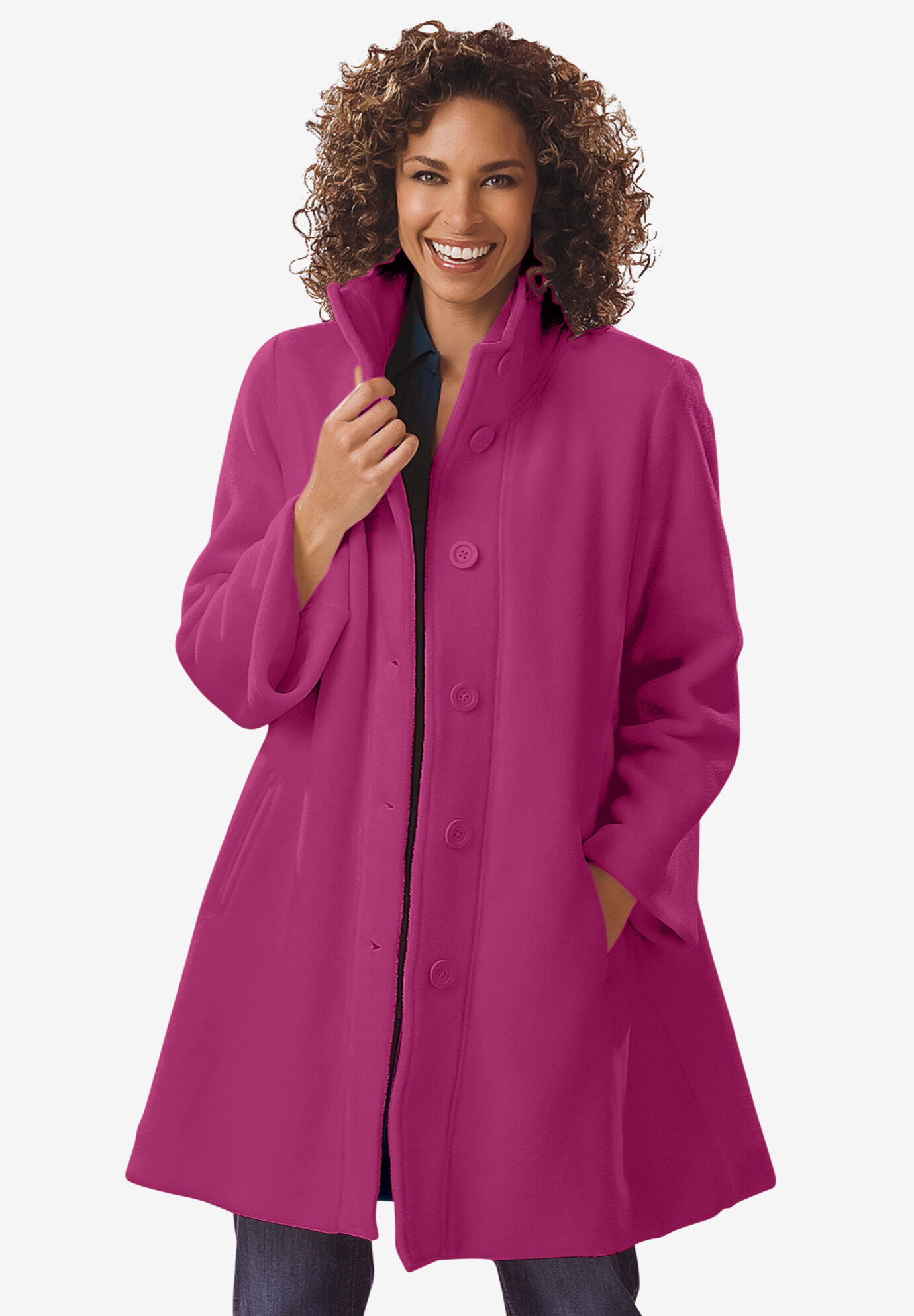 Woman Within Womens Plus Size Lightweight Wool Double-Faced Coat 