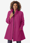 Fleece Swing Funnel-Neck Coat, RASPBERRY, hi-res image number null