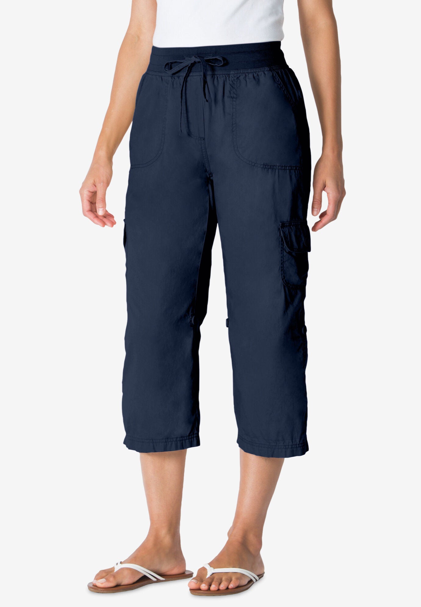 Women's plus size cargo capri pants shop