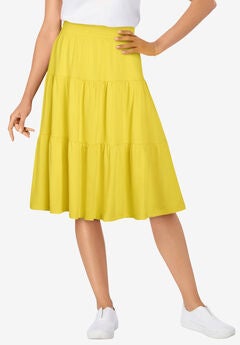 Elastic-Waist Knit Tiered Skirt