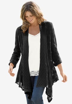 Open Front Pointelle Cardigan