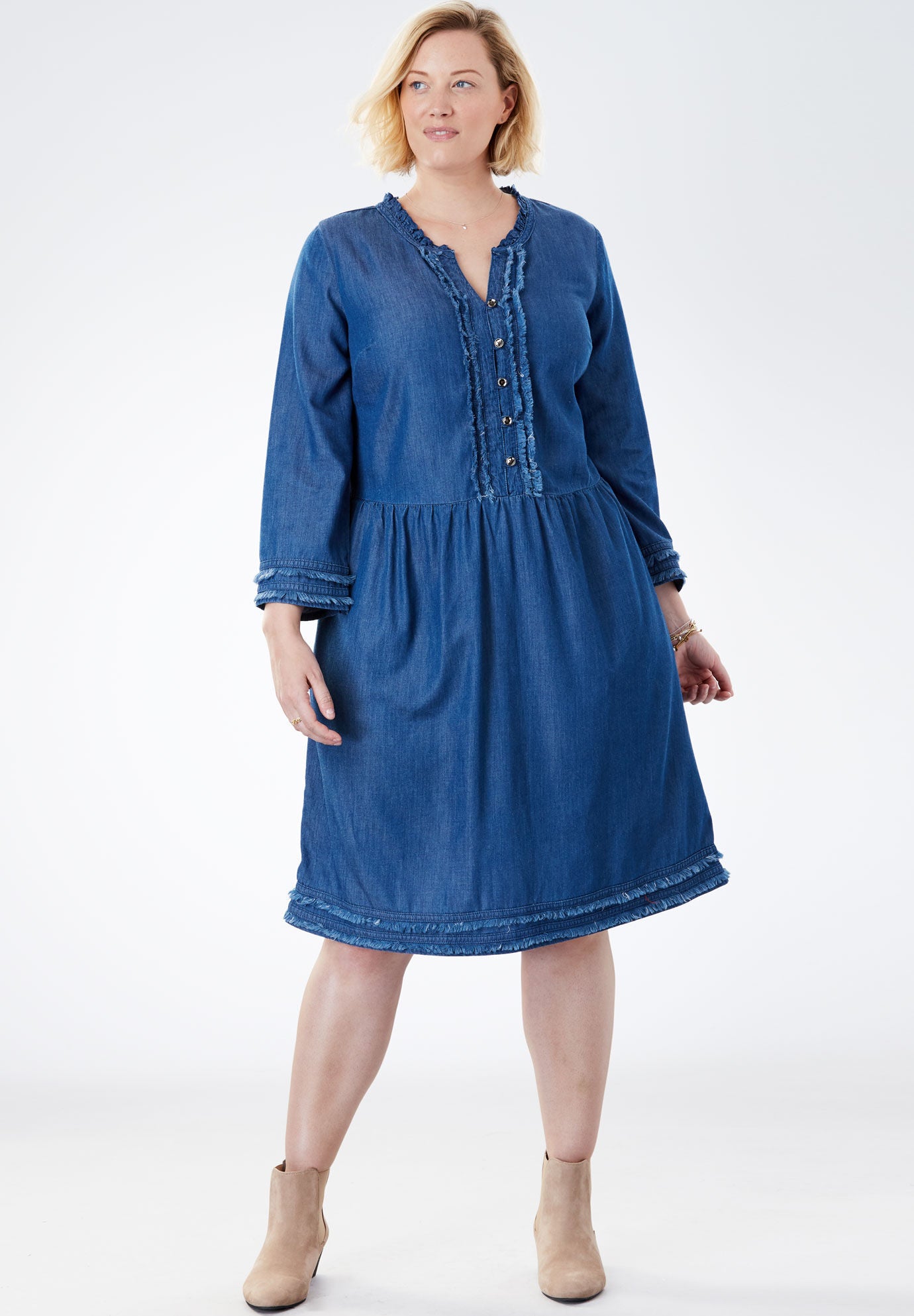 woman within denim dress