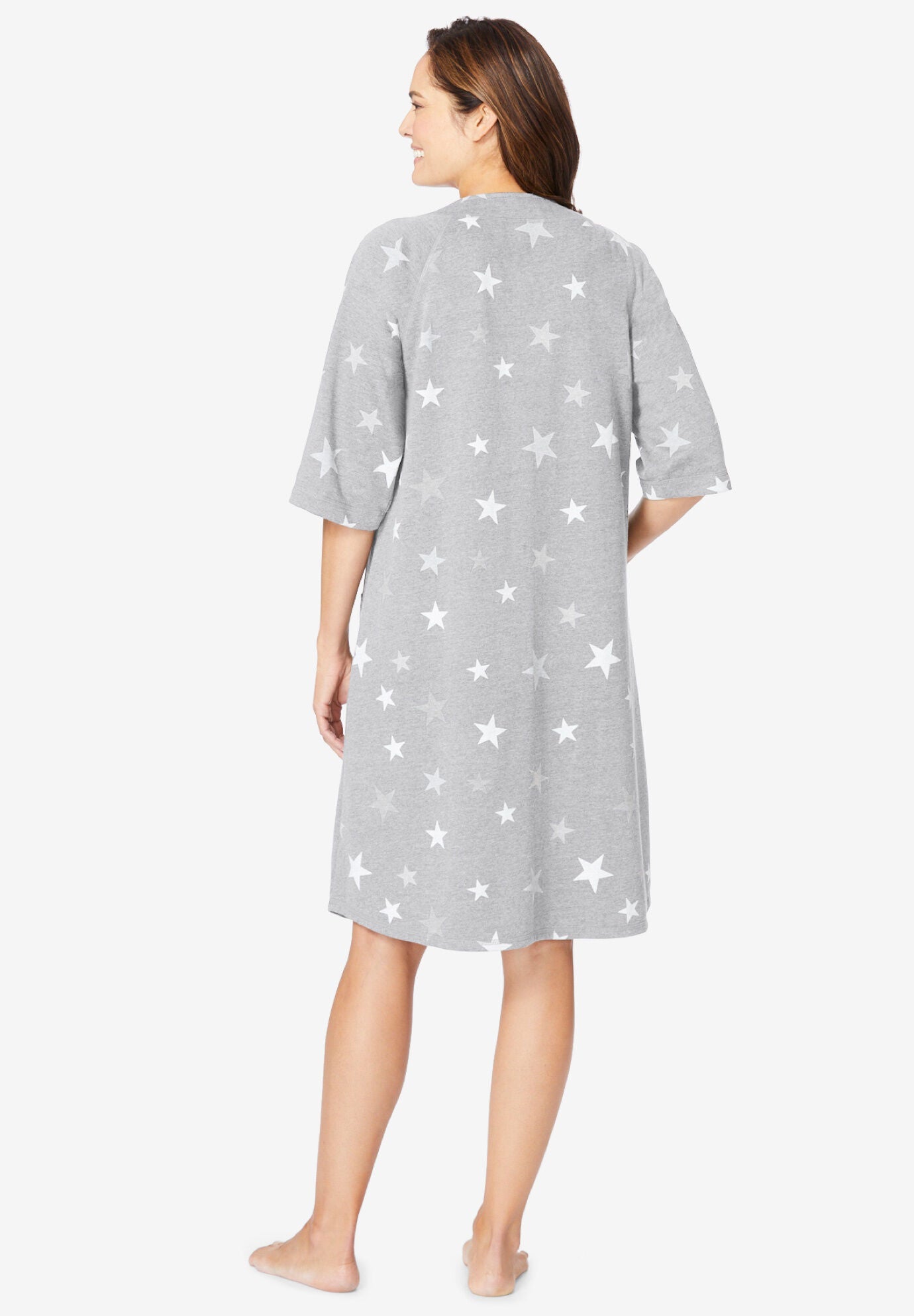 Short French Terry Zip-Front Robe | Woman Within