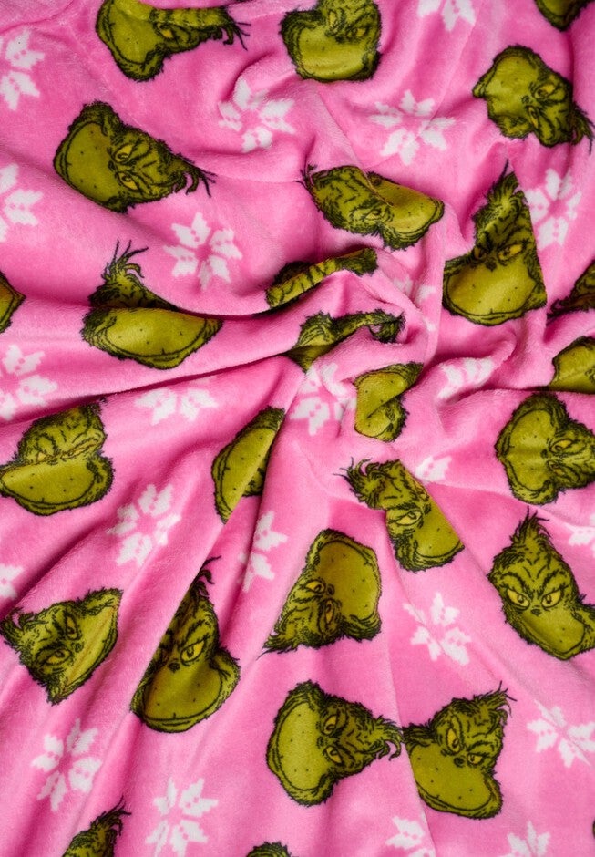 Womens The Grinch Oversized Hoodie Sweatshirt Christmas Pink Green One Size, PINK, alternate image number 4