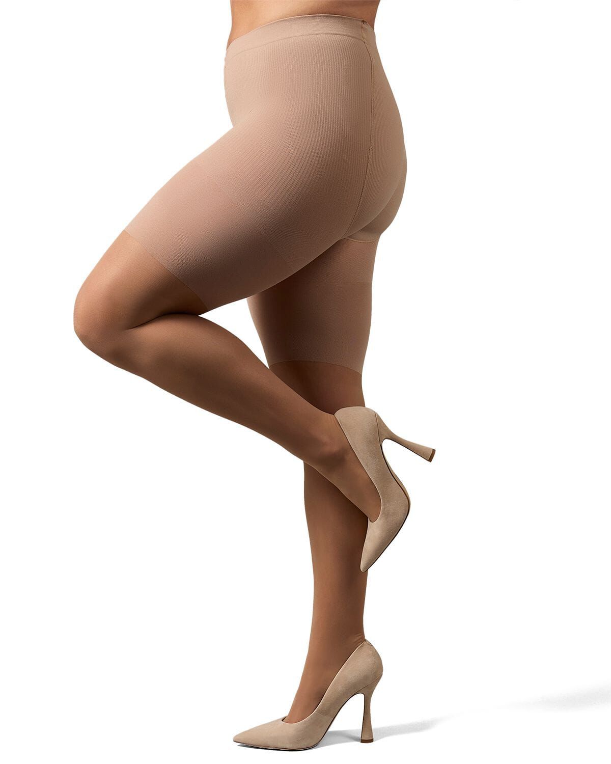 Women&#39;s Half & Half Light Support Leg Nylon Pantyhose, NUDE, hi-res image number 0