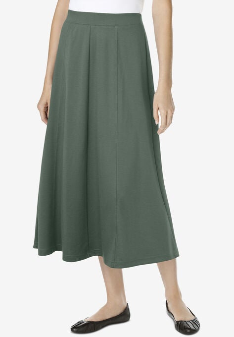Ponte Knit A-Line Skirt, PINE, hi-res image number null