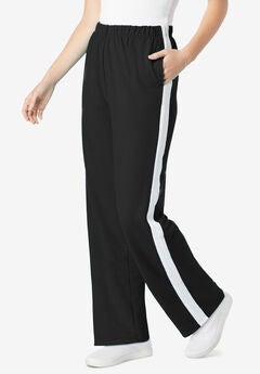 Side Stripe Cotton French Terry Straight-Leg Pant