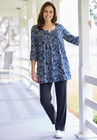 Three-Quarter Sleeve Pintucked Henley Tunic, , alternate image number null