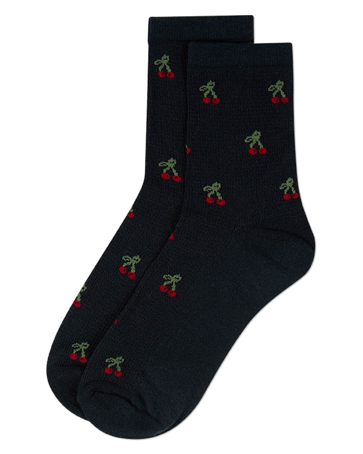 Women's Cherrybomb Waffle Knit Cotton Blend Anklet Socks, TEAL, alternate image number 2