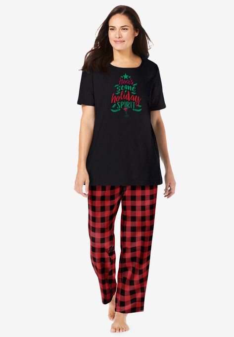 Graphic Tee PJ Set , RED BUFFALO PLAID, hi-res image number null