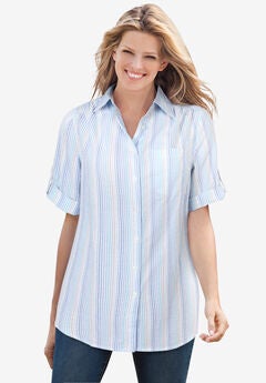Short-Sleeve Button Down Seersucker Shirt