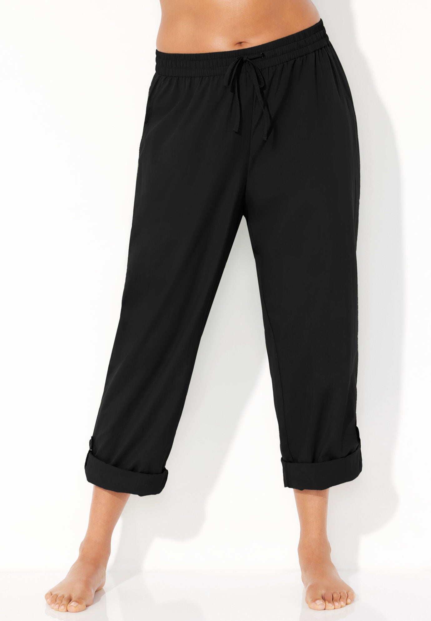 Taslon Cover Up Roll Up Pant Woman Within