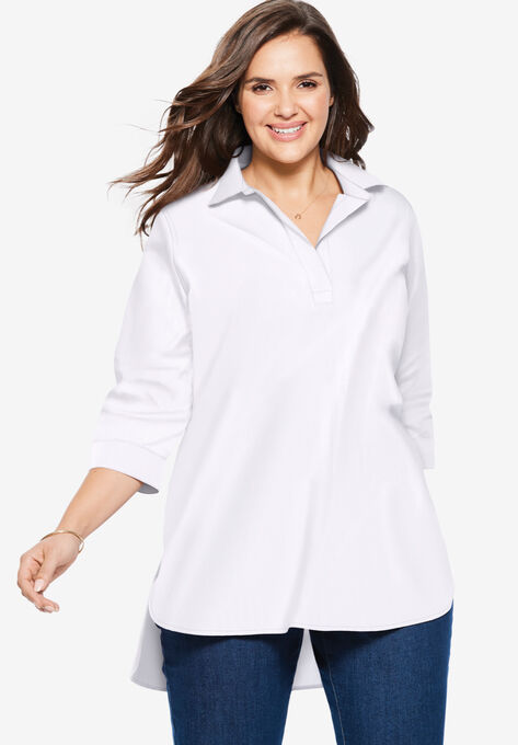 Perfect Popover Collared Shirt, WHITE, hi-res image number null