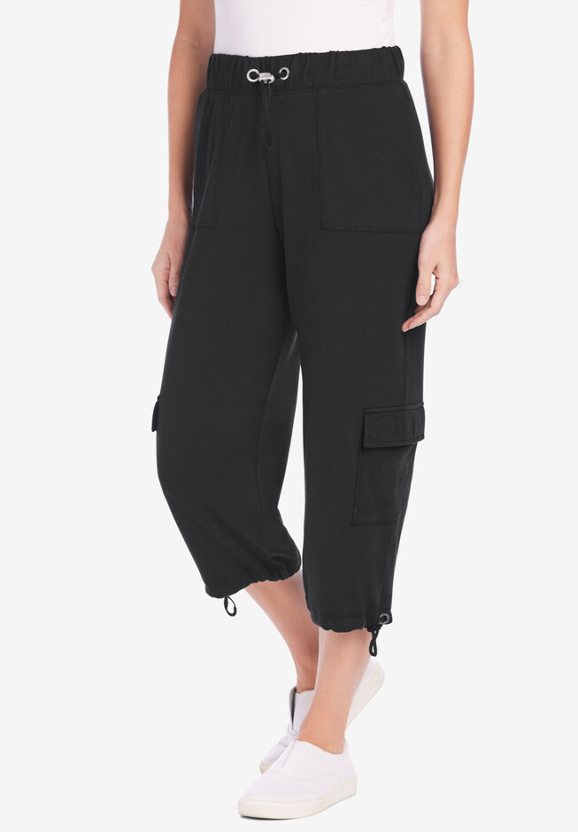 Woman Within Women's Plus Size 7-Day Knit Capri Pants - S, Black at   Women's Clothing store