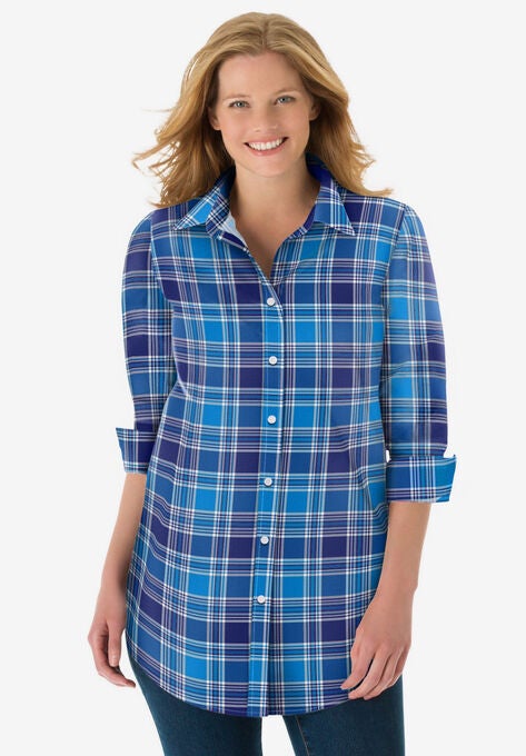 Perfect Long Sleeve Shirt, EVENING BLUE PRETTY PLAID, hi-res image number null