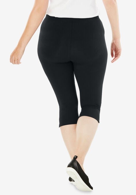 Stretch Cotton Capri Legging, , on-hover image number null