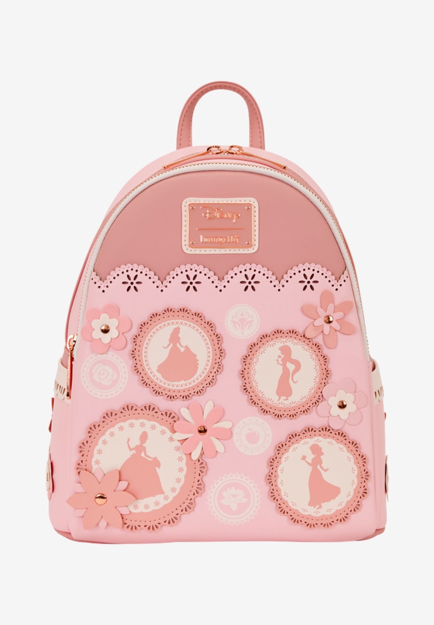 Loungefly x Disney Princess Floral Lace Mini Backpack, PINK, hi-res image number 0