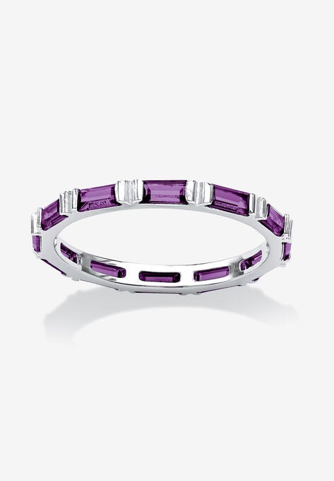 Sterling Silver Simulated Birthstone Eternity Ring, FEBRUARY, hi-res image number null