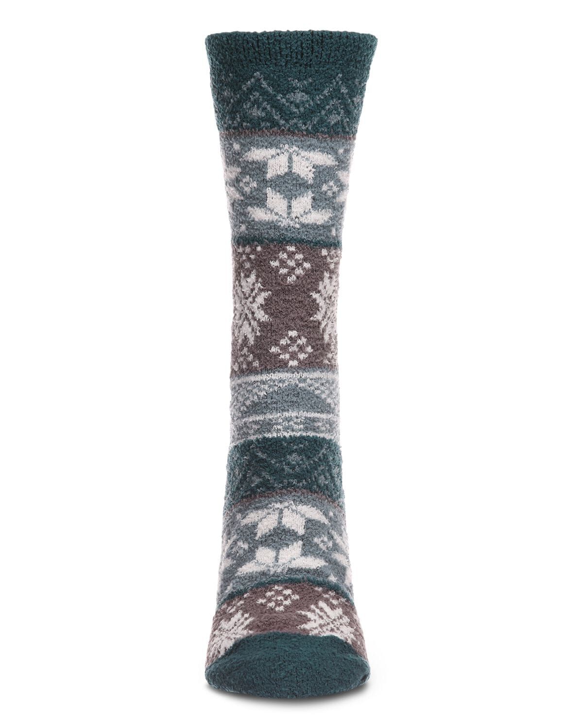 Women's Snowflake Fairisle Super Soft Cozy Crew Socks, DUSTY TEAL, alternate image number 1