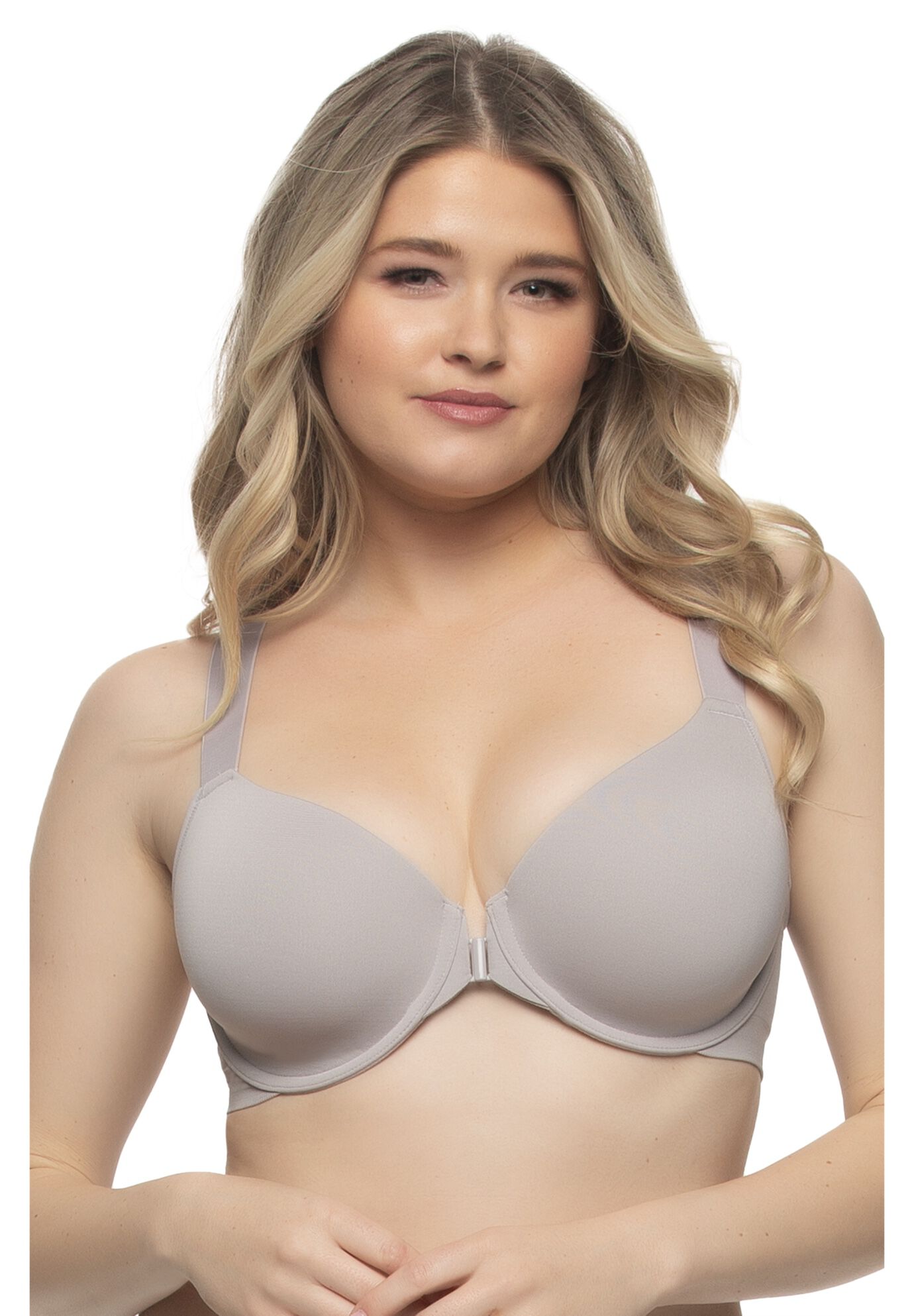 Utopia Front-Close Racerback T-Shirt Bra, GULL GREY, hi-res image number 0