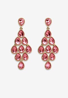 Gold Tone Pear Cut Simulated Birthstone Earrings
