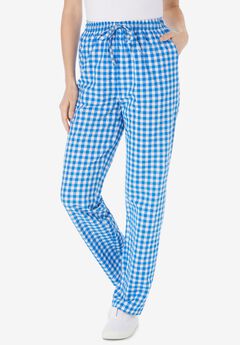 Seersucker Pull-on Elastic-Waist Pants