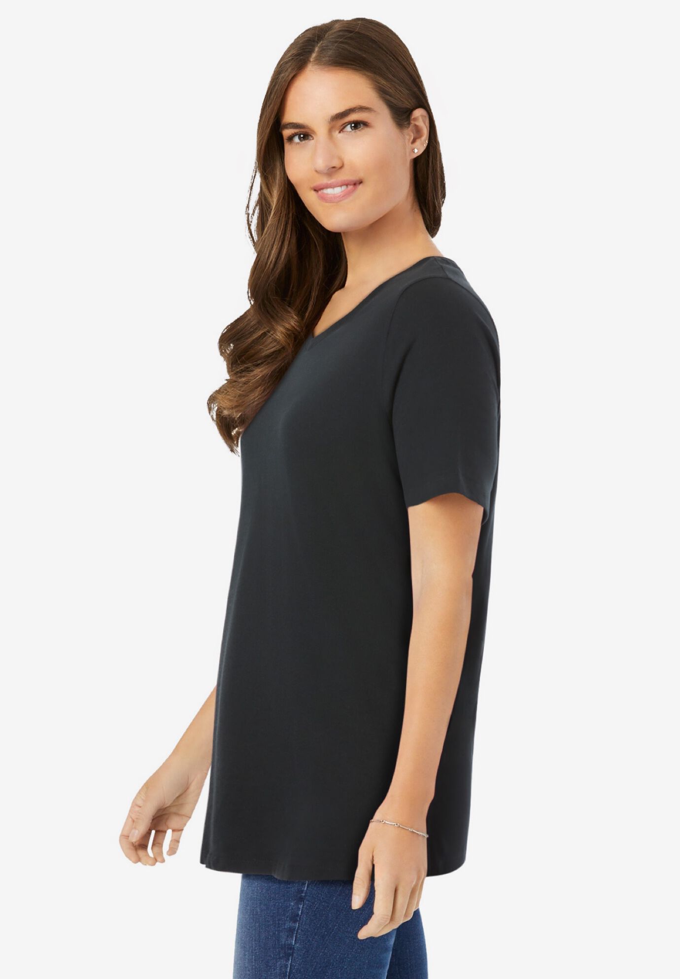 Soft V-Neck Perfect Tee - Best-Seller, Black | Woman Within