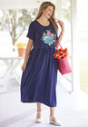 Short-Sleeve Scoopneck Empire Waist Dress, , on-hover image number null