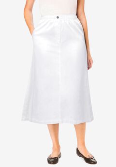 7-Day Elastic-Waist All-Cotton Pull-On Denim Jeans Skirt