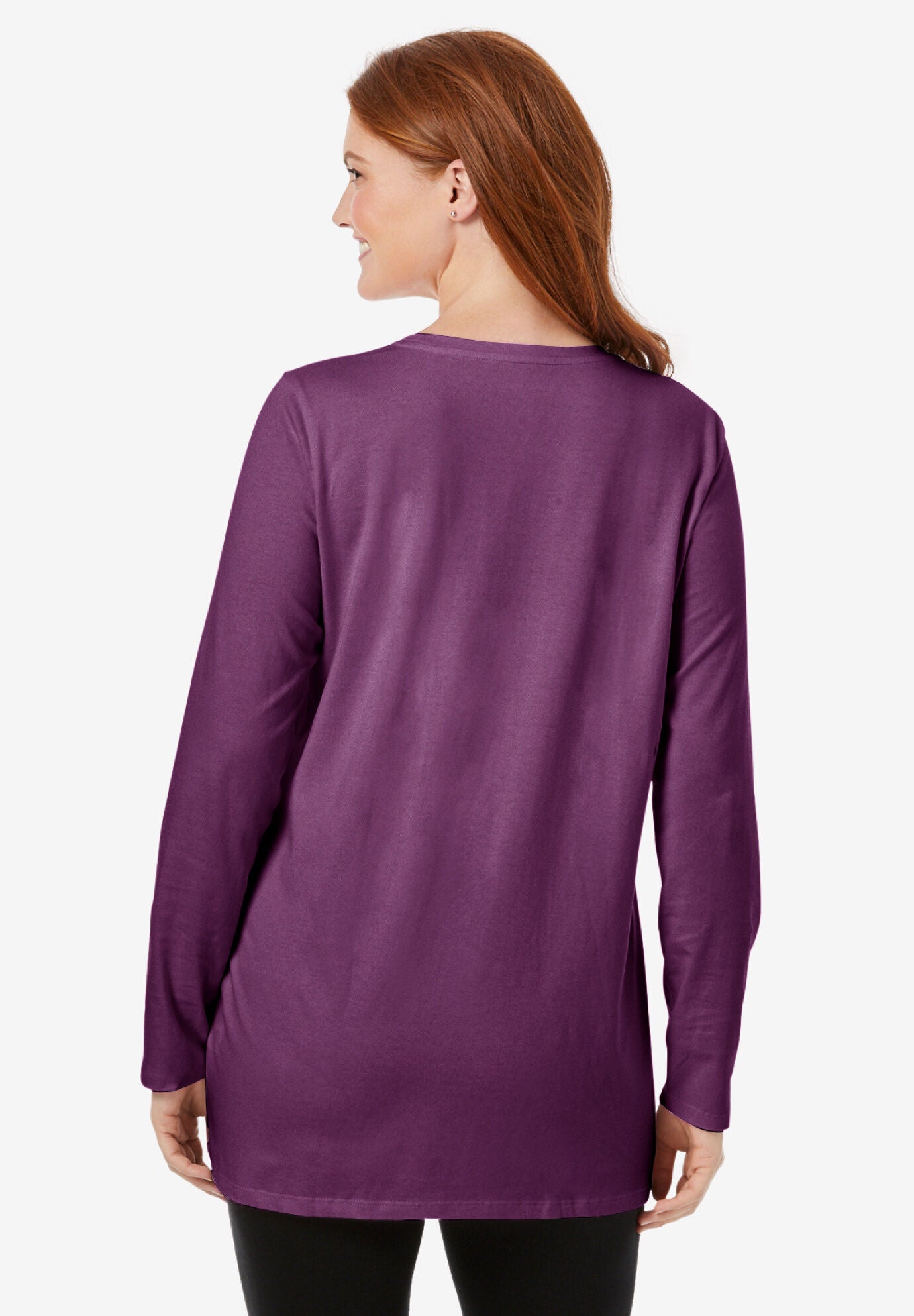 Long Crew Slim Tunic Dress - Black main image 1
