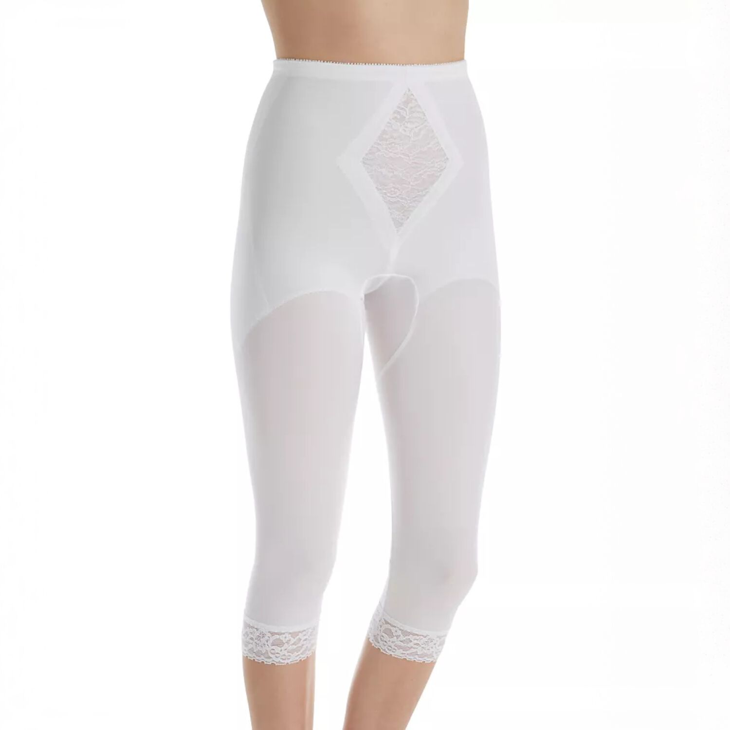 Moderate Control Waistline Capri Pant Liner with Tummy Control Panel Memory Compression Fabric 6265, WHITE, hi-res image number 0